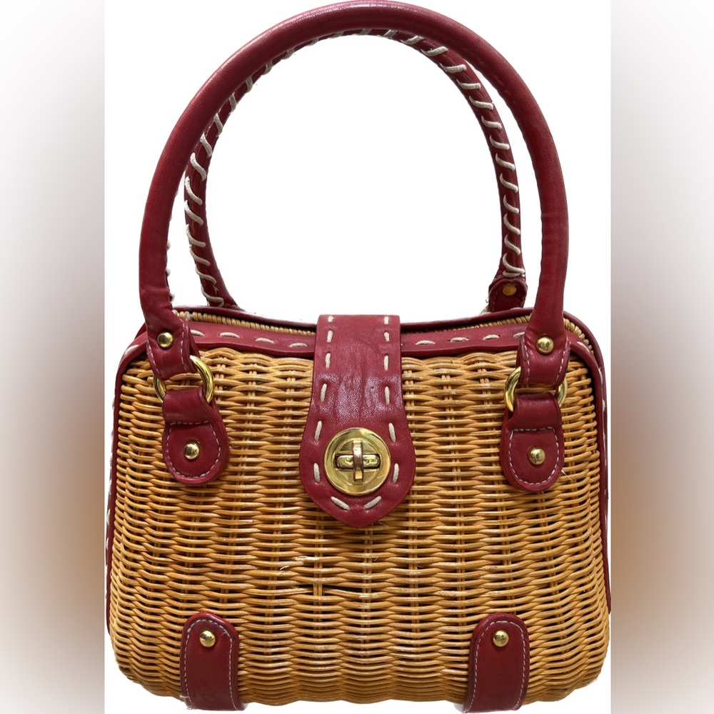 Red & Wicker Bag